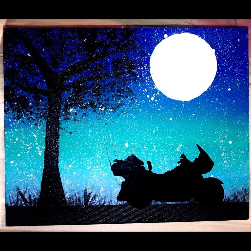 Motorcycle canvas acrylic painting